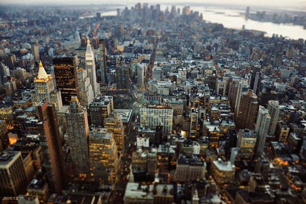 Top view of the gray city of New York