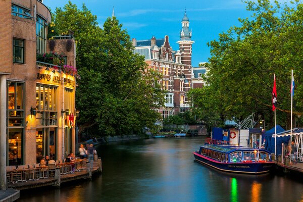 Netherlands. River tram. Architecture of the city