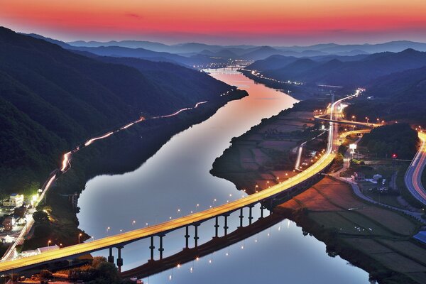 Sunrise over the hills of Korea