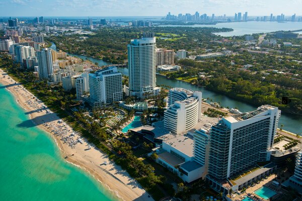 Panorama miasta Miami z lotu ptaka