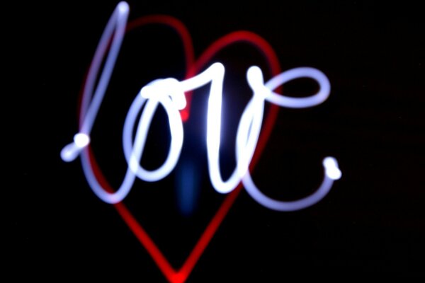 Neon inscription Love heart