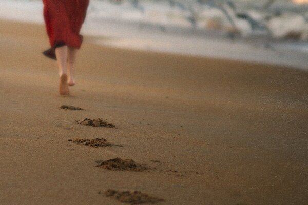 Свободный бег по песочному пляжу