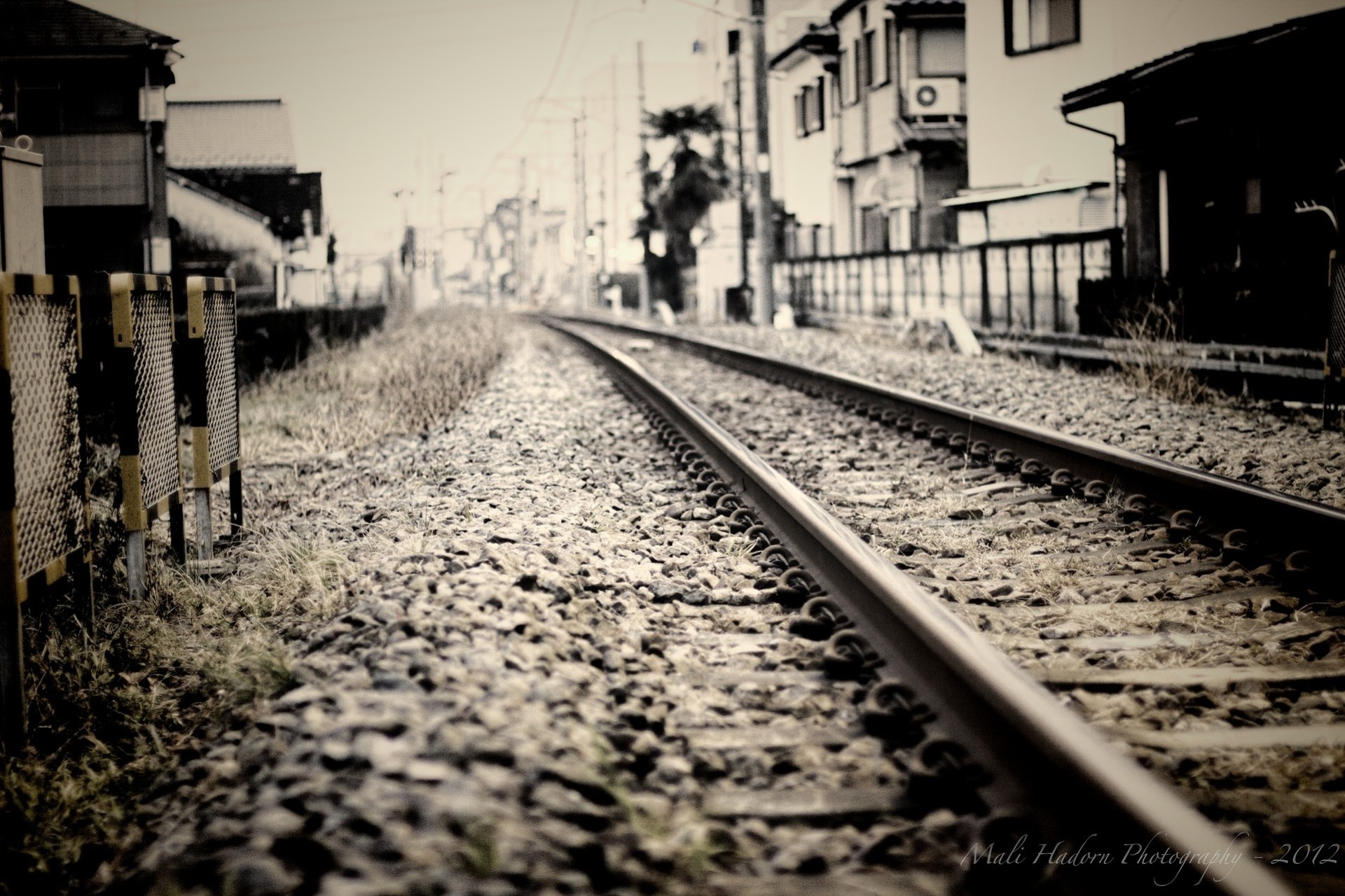 railroad black and white monochrome track