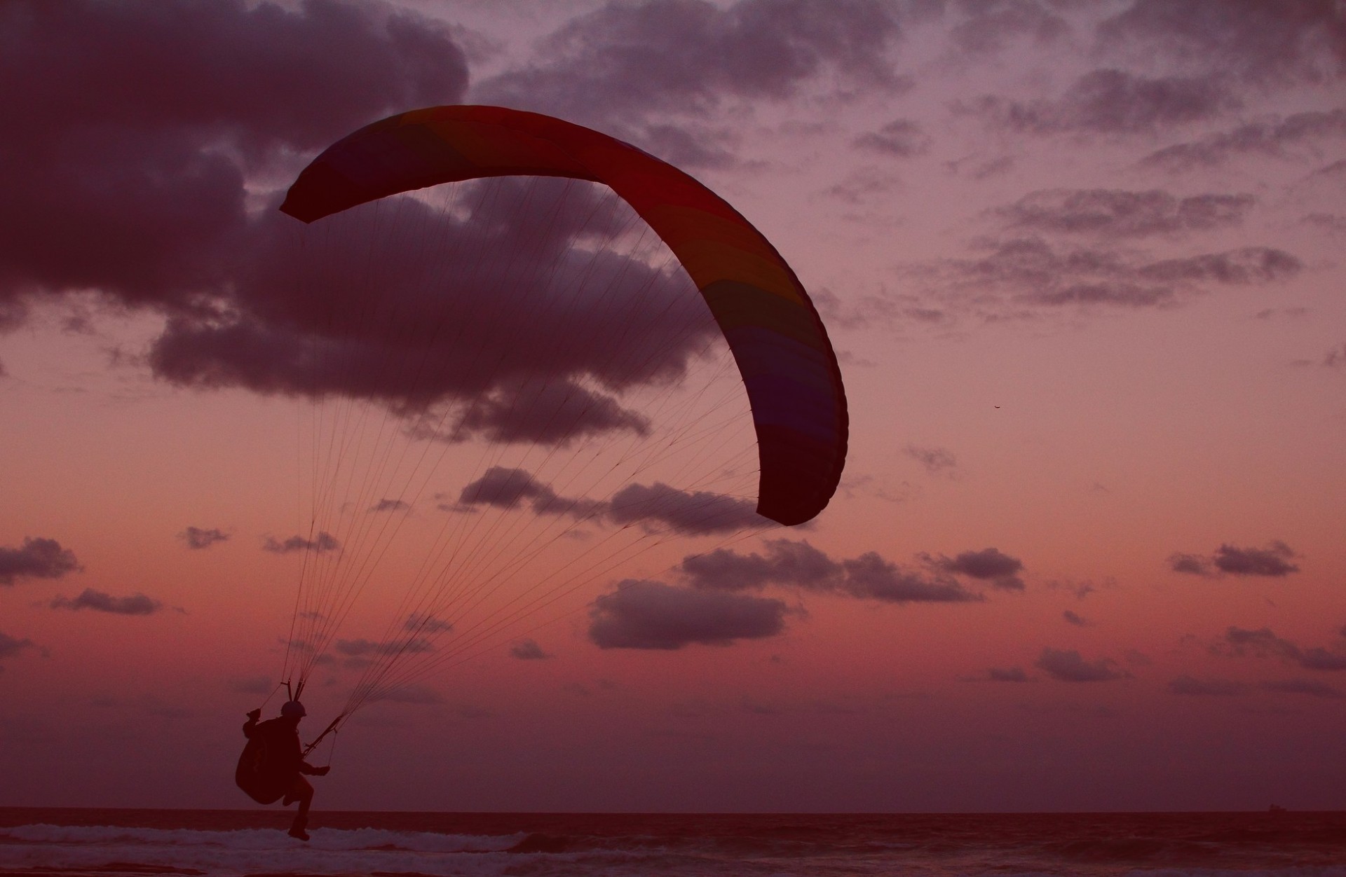 nuit sport ciel moe mer parachutiste