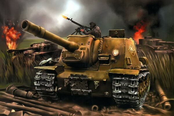 Photo of a powerful Soviet tank