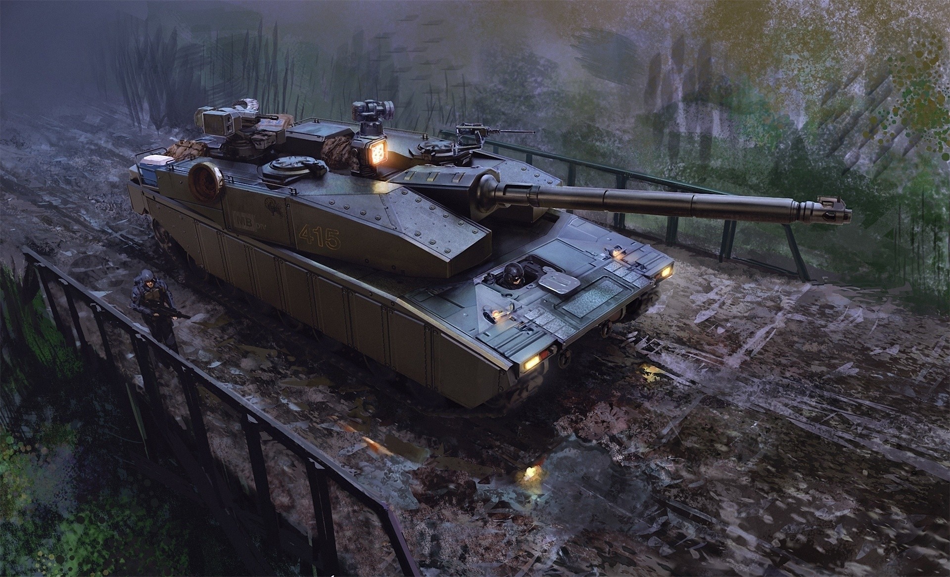 art weapon tank bridge pools war people