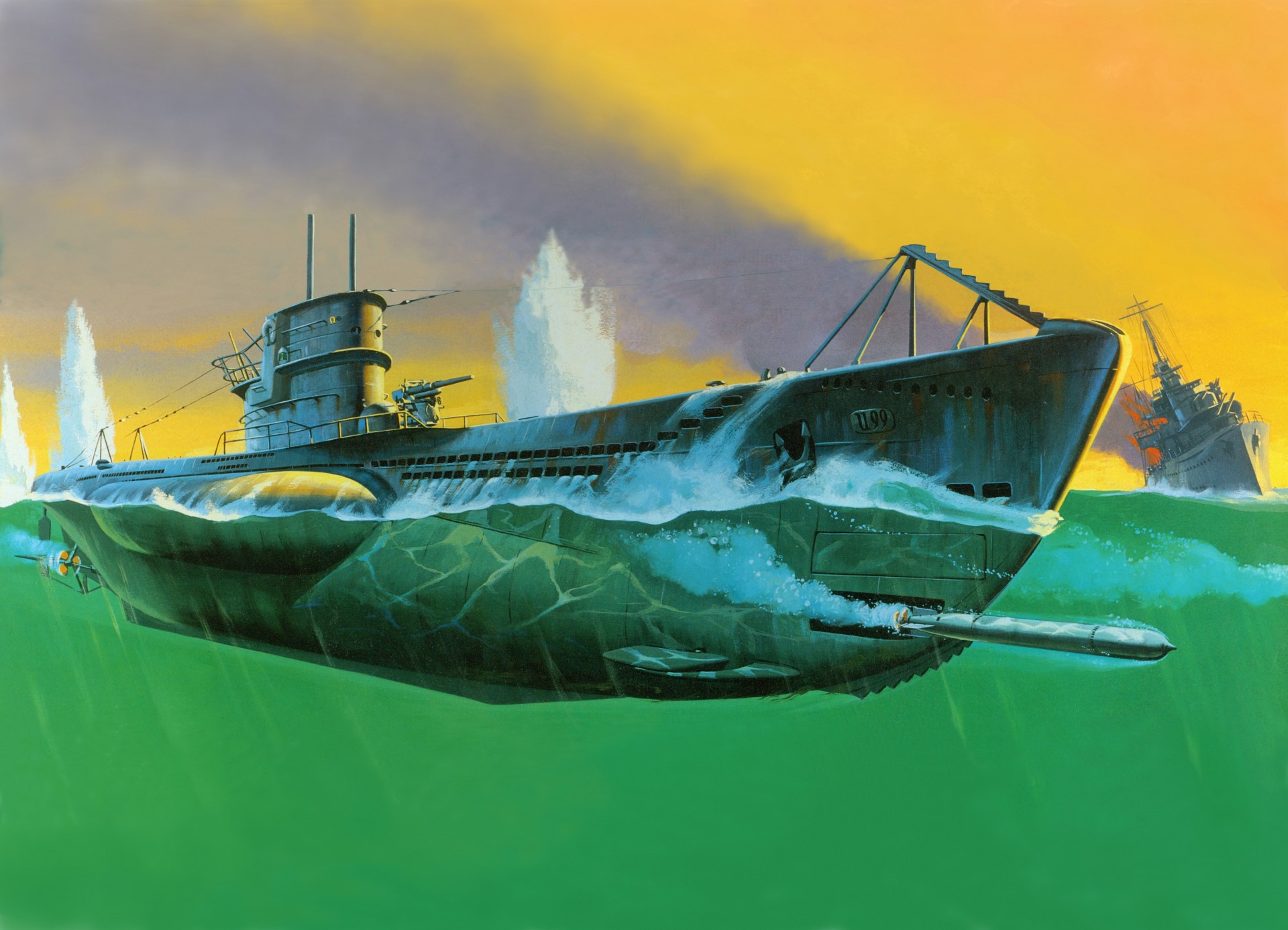 arte sottomarino u-99 battaglia disegno