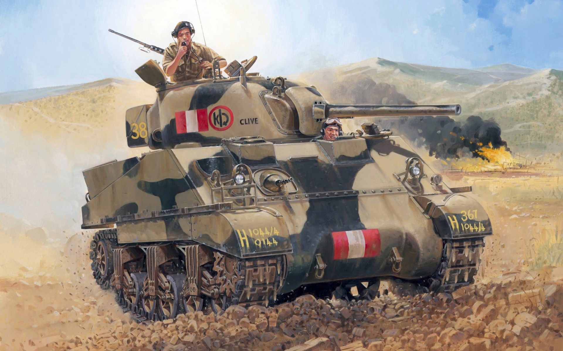 kunst britisch buck zweiter weltkrieg ww2 . mainstream sherman mk-3 britisch service großbritannien amerikanisch auf medium schlacht