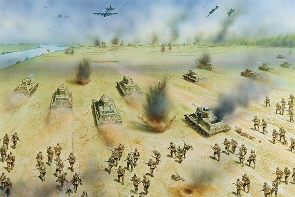 Art painting the offensive of the Red army