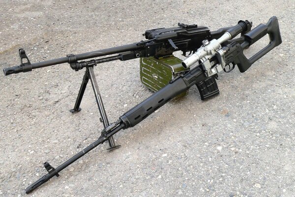 Dragunov sniper rifle on a tripod