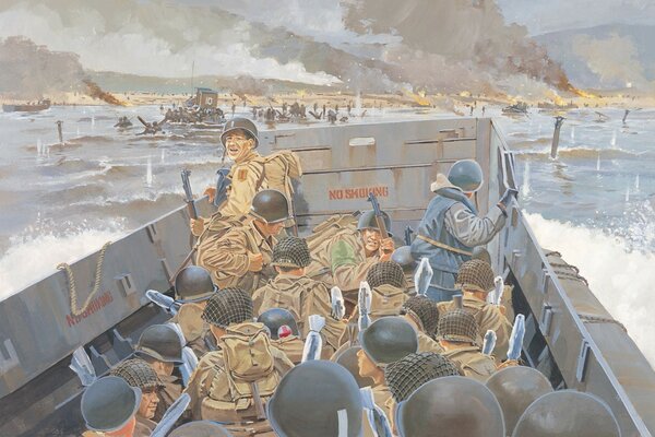 Painting of soldiers of the Second World War