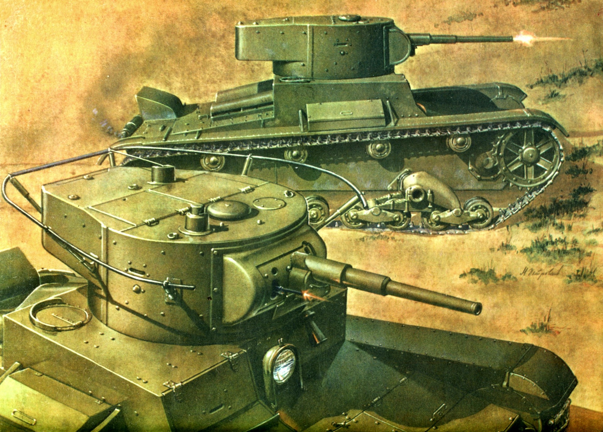 serbatoio di arte disegno della seconda guerra sovietica t-26