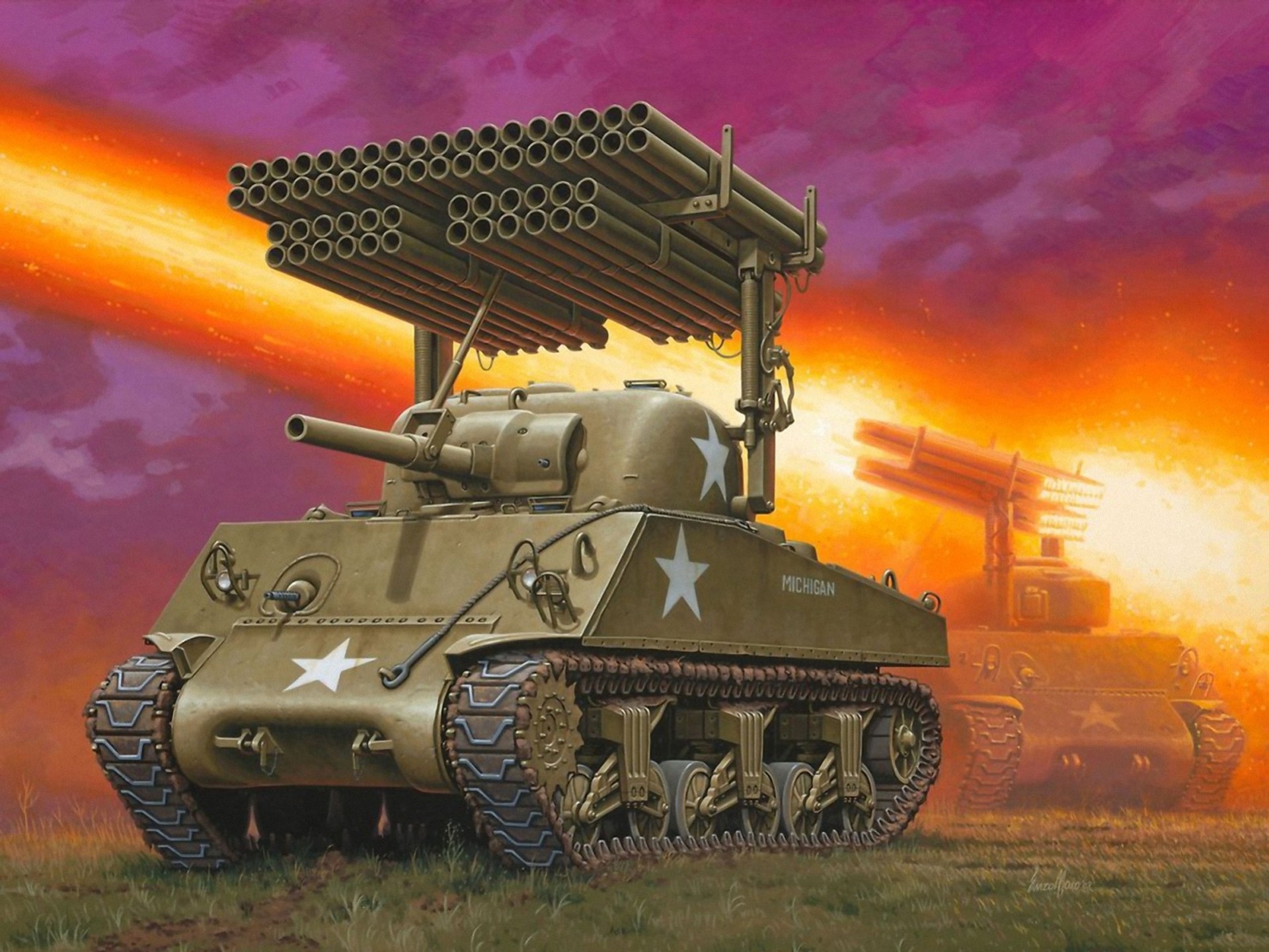 francia alemán arte montaje 1944g. para por fuego ofensiva tanque ww2 . sherman americano medio t34 m4a3 calliope controlado griego fino diseñado lanzador tubular guía alambre smith-wesson y