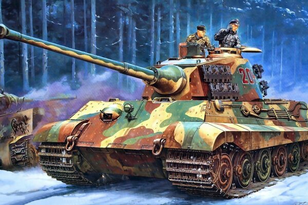 Tank art in military camouflage color