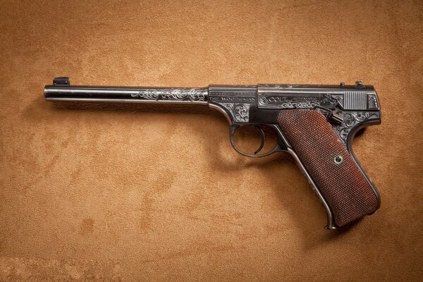 Beautiful Gun on a brown background