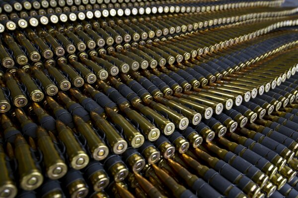 Photo of an army of bullets for a machine gun