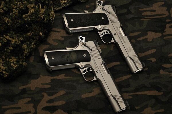 Two military pistols from the movie