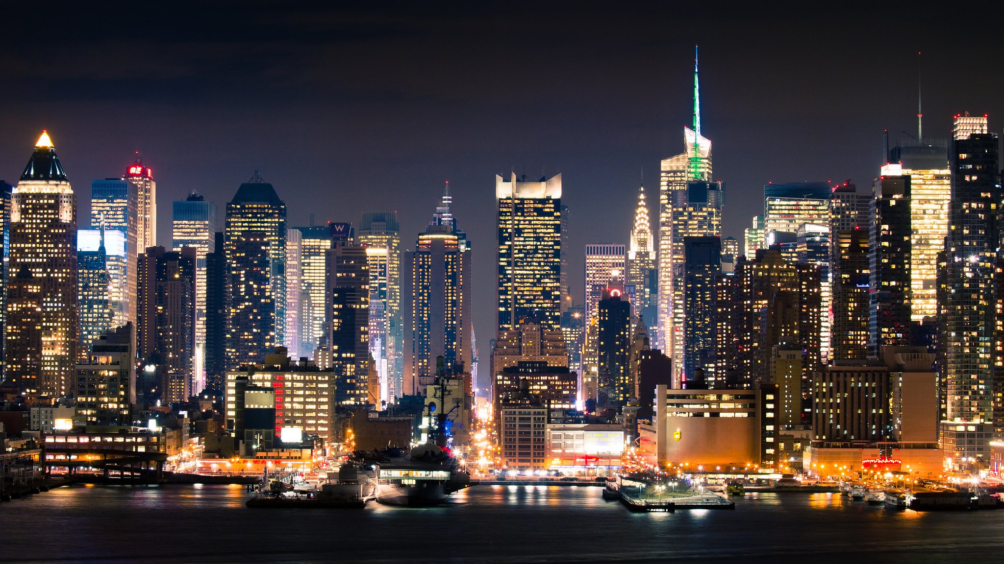 ciudad nueva york manhattan noche