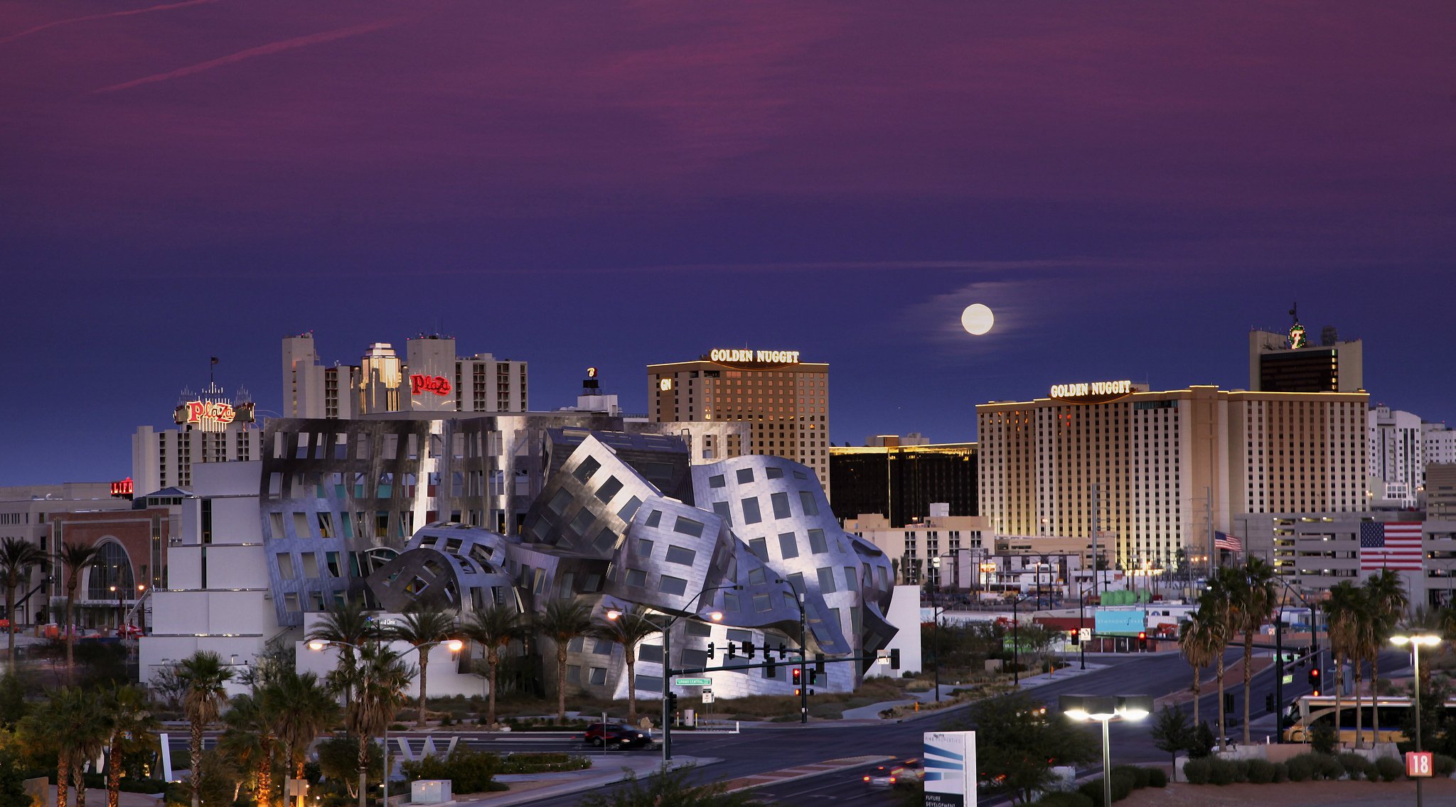 usa las vegas nevada nuit lune bleu violet ciel bleu violet