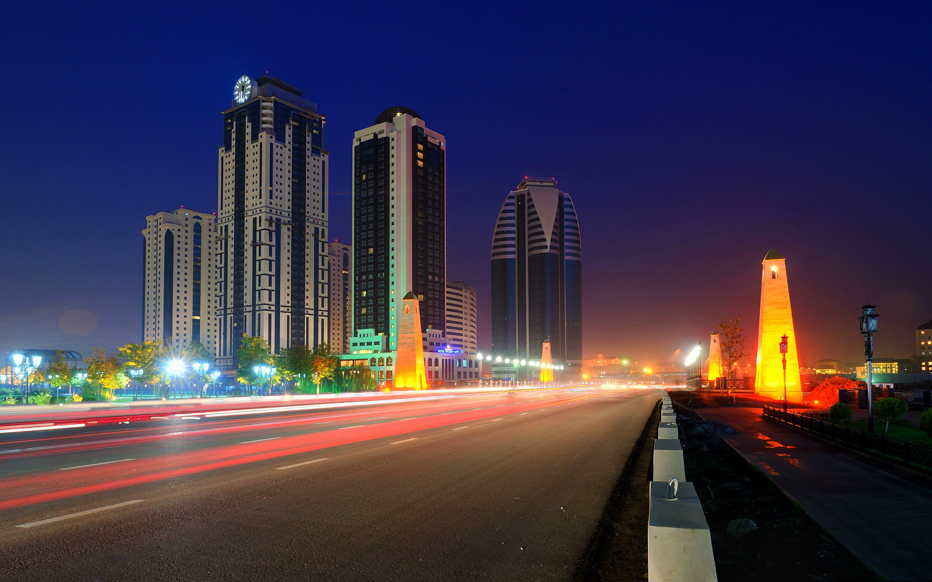 grozny city town formidable russia chechnya night road