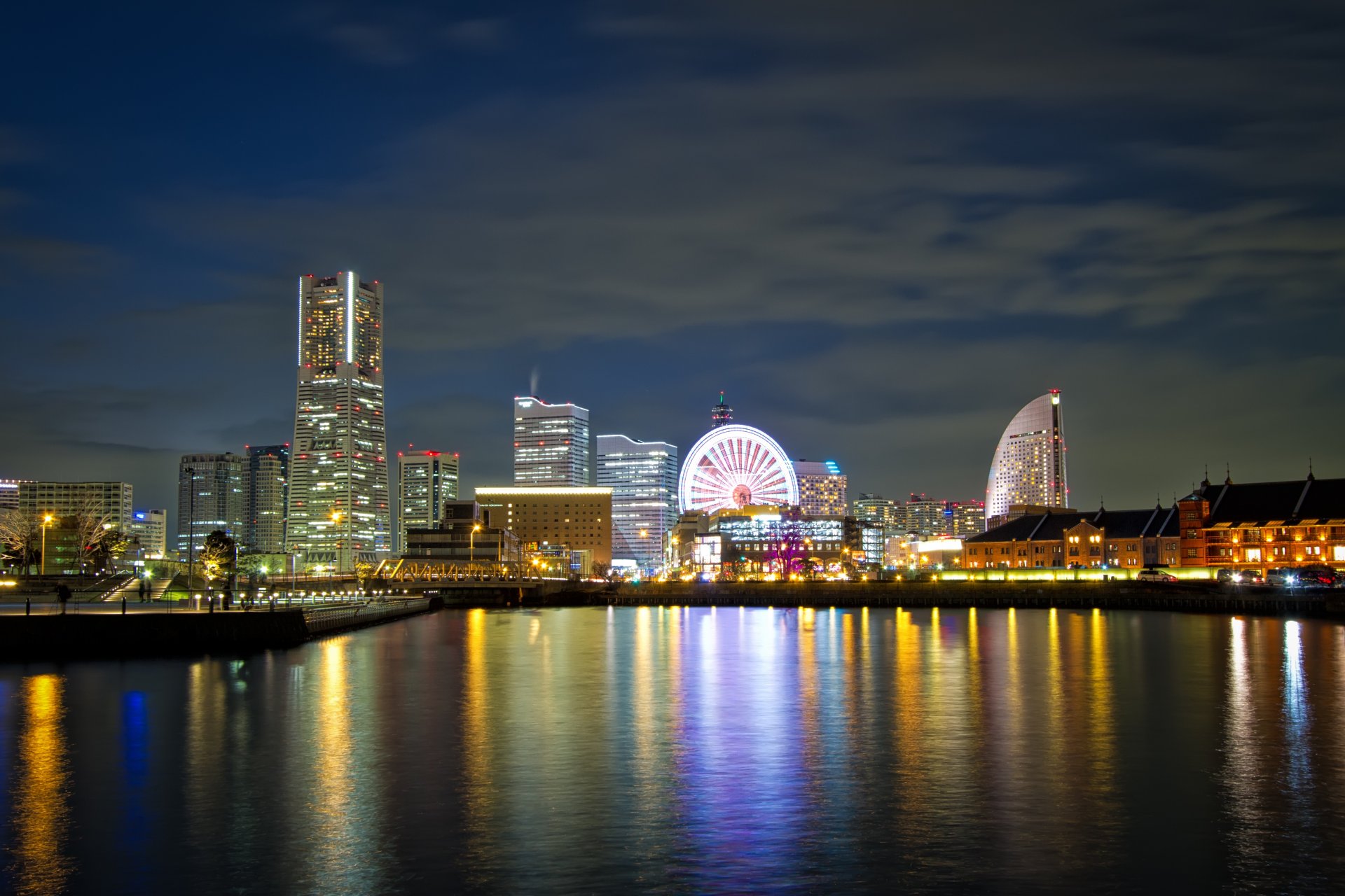 town japan yokohama night light