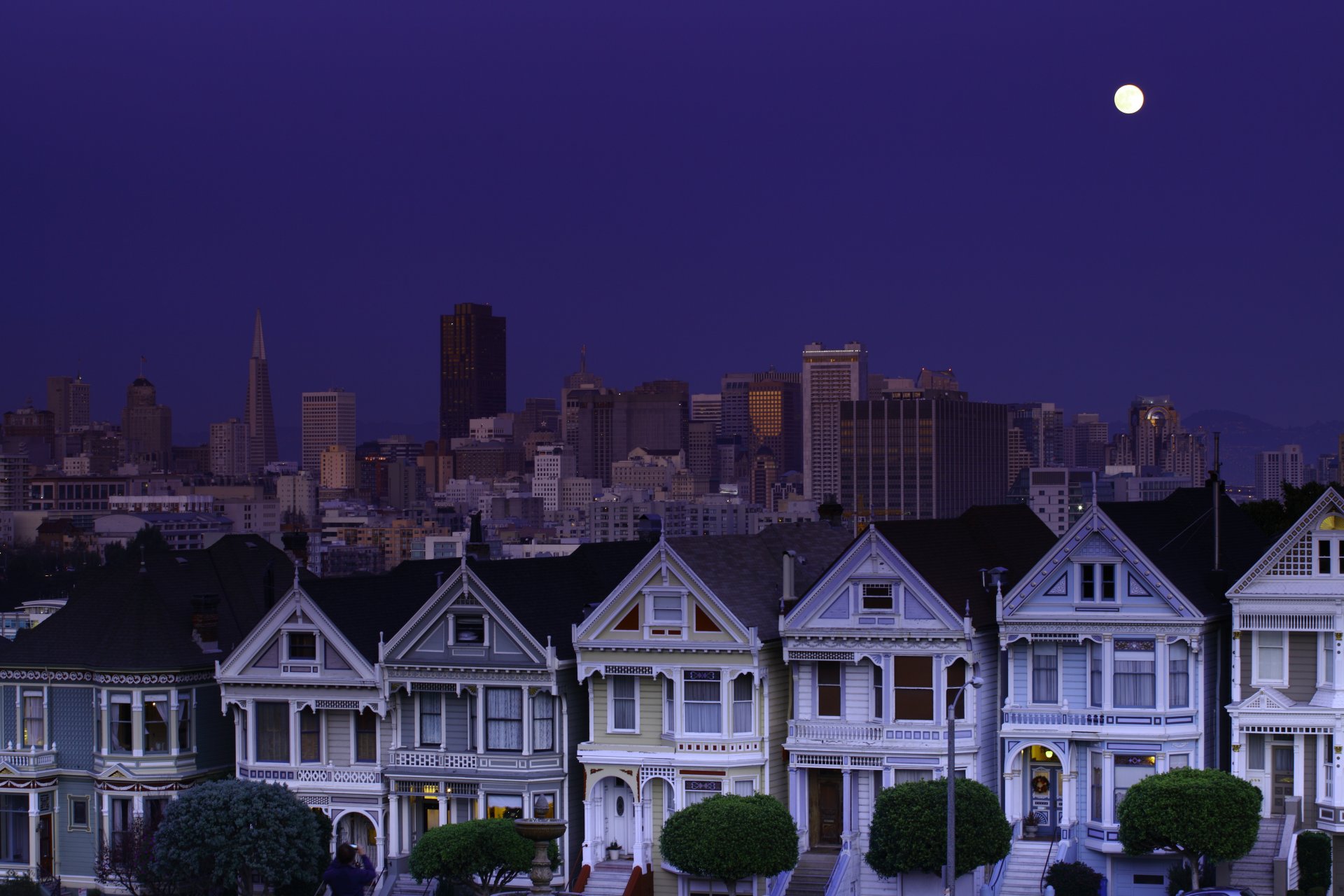 usa san francisco california night sky moon blue