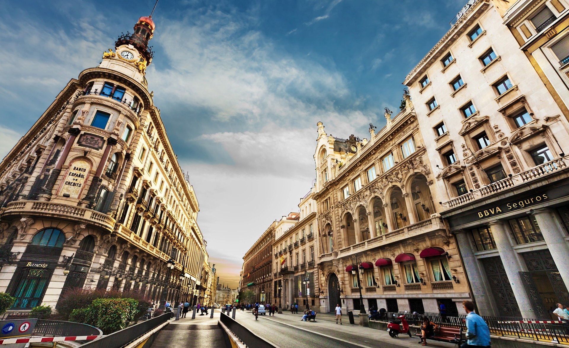 madrid town spain sky clouds people man a woman men mark mark