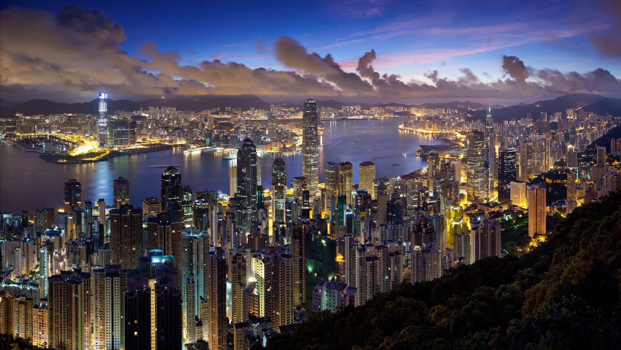 città hong kong hong kong sera nuvole luci