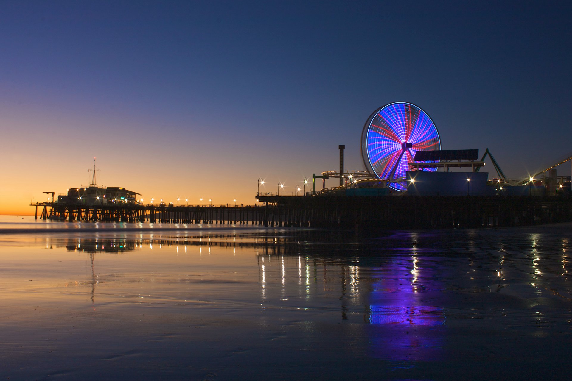 usa california los angeles santa monica city coast ocean evening sunset santa monica