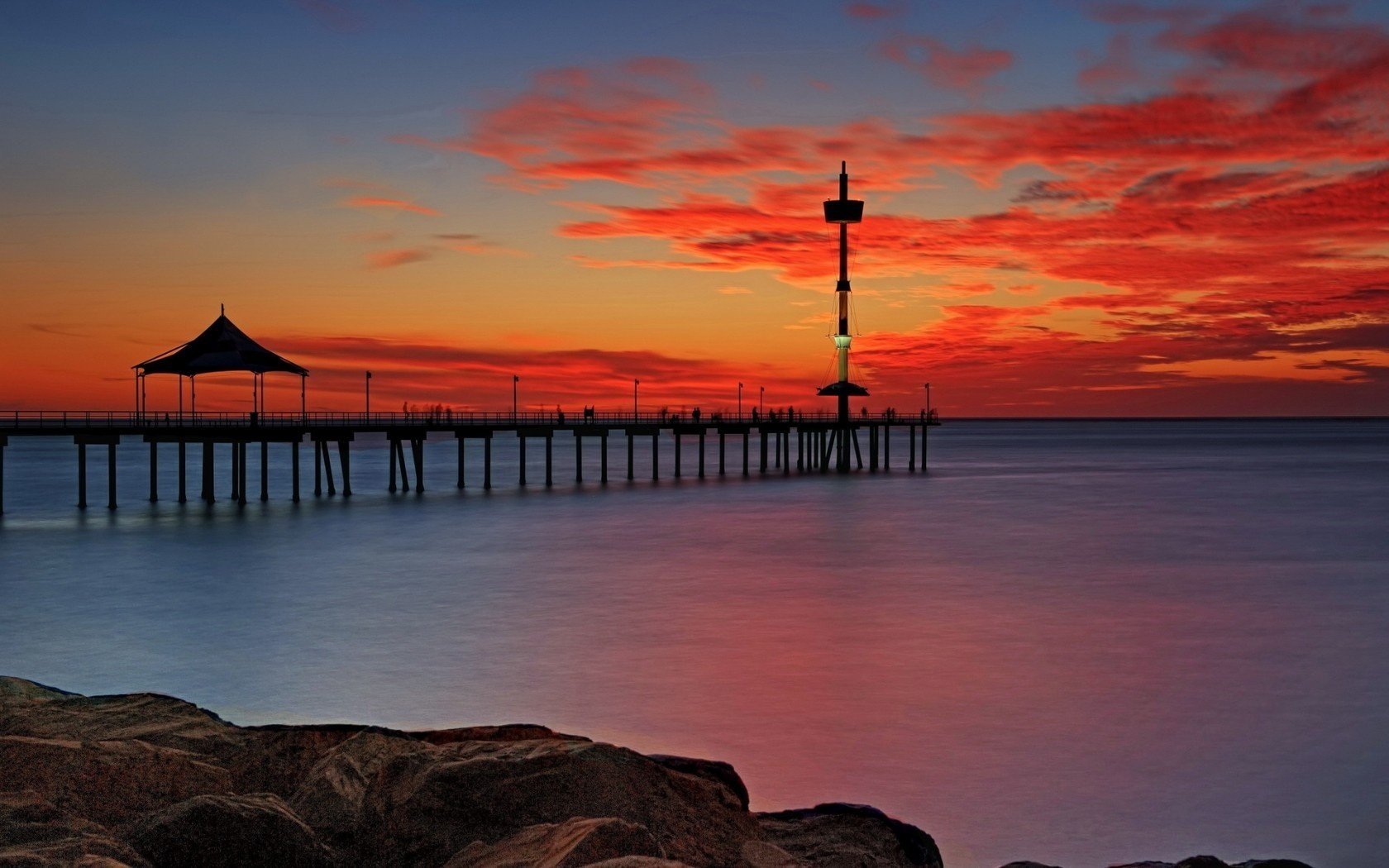 landscape sea bridge sunset