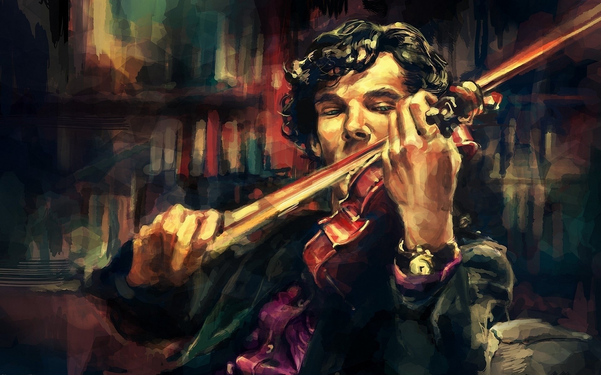 herlock painting holmes tv series holmes sherlock bbc violin serial benedict cumberbatch