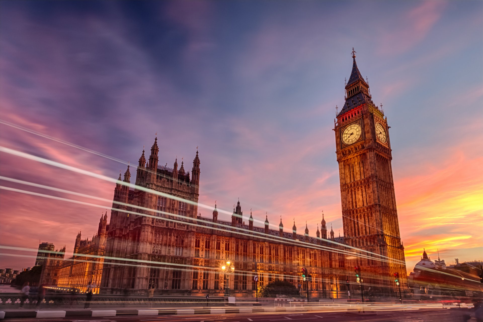 città londra inghilterra big ben orologio sera esposizione luci