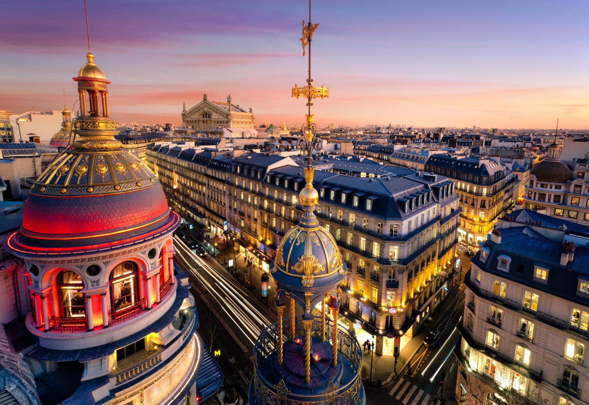 grand opéra opéra garnier île-de-france parigi francia grand opéra opera di parigi île-de-france città sera case edifici palazzo tetti cupole