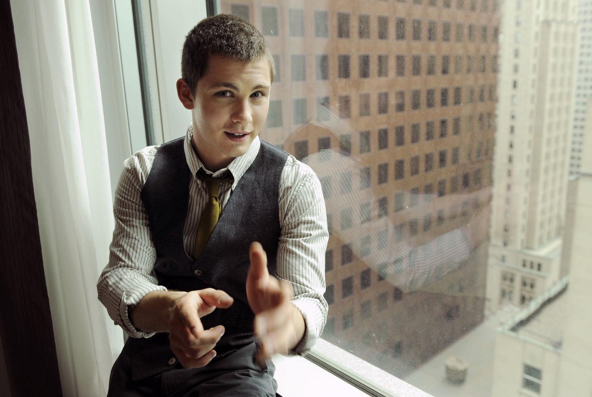 logan lerman window photo actor