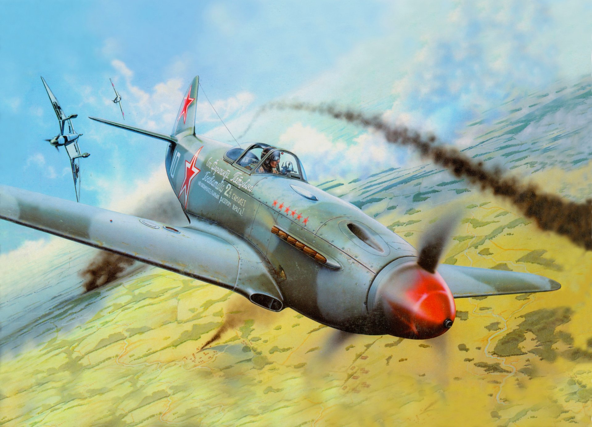 dibujo yakovlev batalla yak-3 luchador