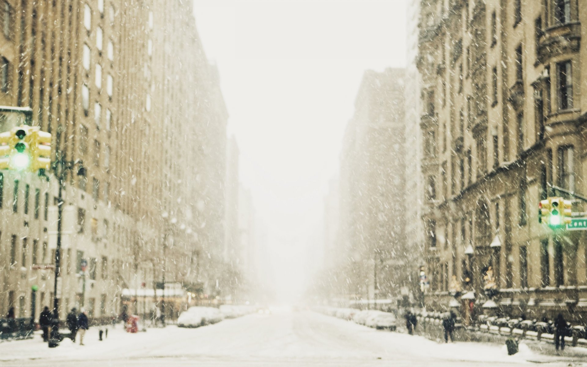 invierno nieve ciudad calle metrópolis semáforo