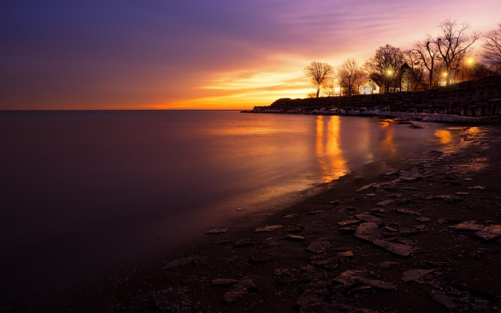 paisaje lago noche