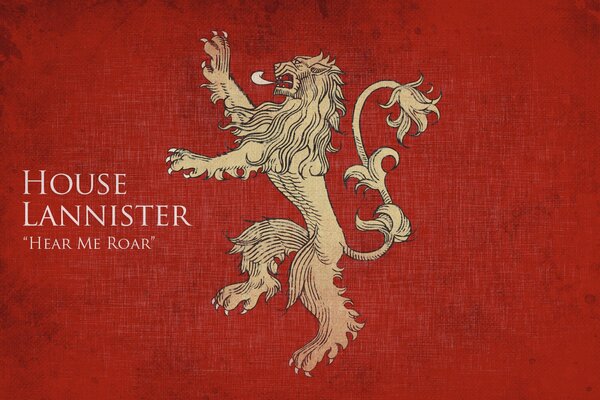 El emblema de juego de Tronos de house lannister hear me roar 