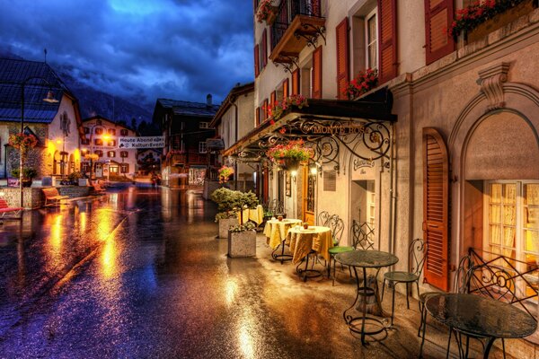 The magic street of evening Switzerland