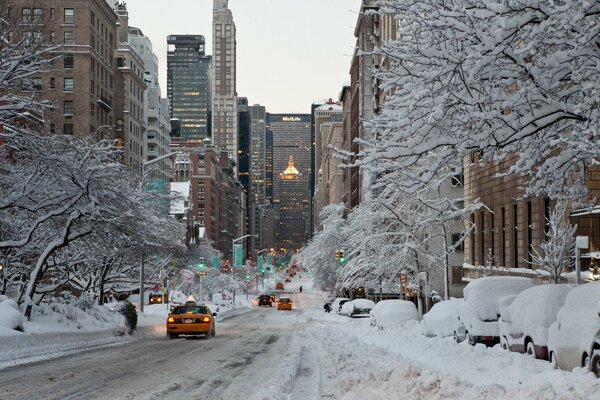 Città innevata di New York in inverno