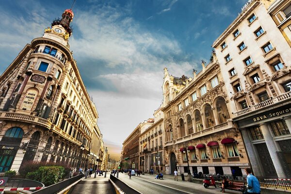 Gentle sky among the streets of Madrid