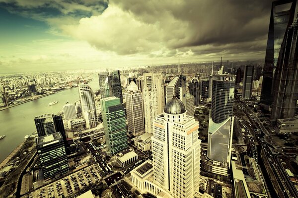 A bird s-eye view of the skyscrapers