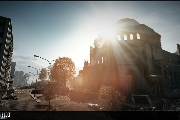 The ruined city on the screensaver for the game battlefield 3