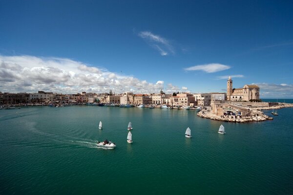 Ancient buildings in the turquoise sea