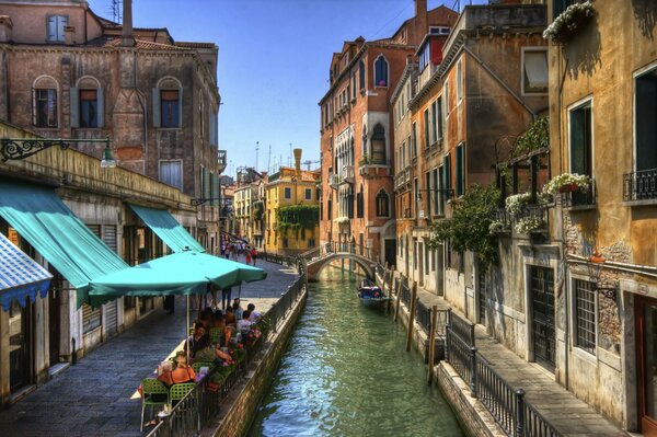 Venice Canal with gondolas