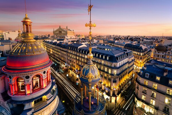 Die Stadt Paris und die Draufsicht des gebadet Dächer