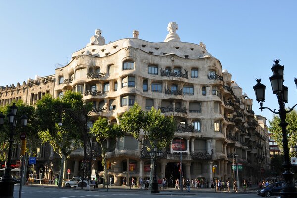 Spain, Barcelona Antonio gaudi building