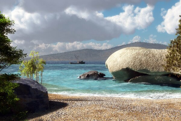 Spiaggia di mare di backwaters tranquillo