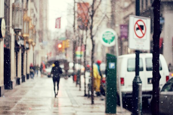 Rainy city and street