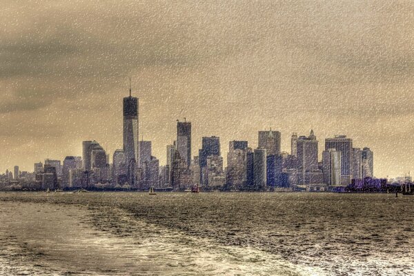 View of New York in cloudy weather